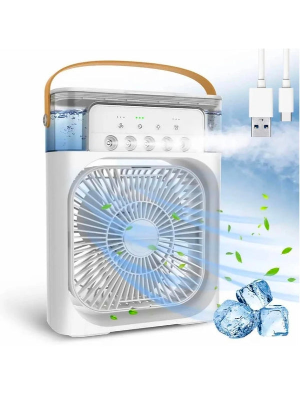 Mini Air Cooler with Ice Cooling ❄️ | Portable USB Fan for Instant Cooling & Heat Relief ( Mist Spray )